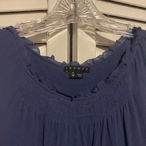 Blue Silk Sleeveless Blouse by Theory (Size: Petite) - Picture 3 of 10